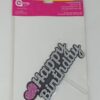 Topo de bolo Happy Birthday em EVA Preto, Prata Glitter e Pink 15cm x 11cm