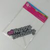 Topo de bolo Happy Birthday em EVA Preto, Prata Glitter e Pink 15cm x 11cm - Image 2