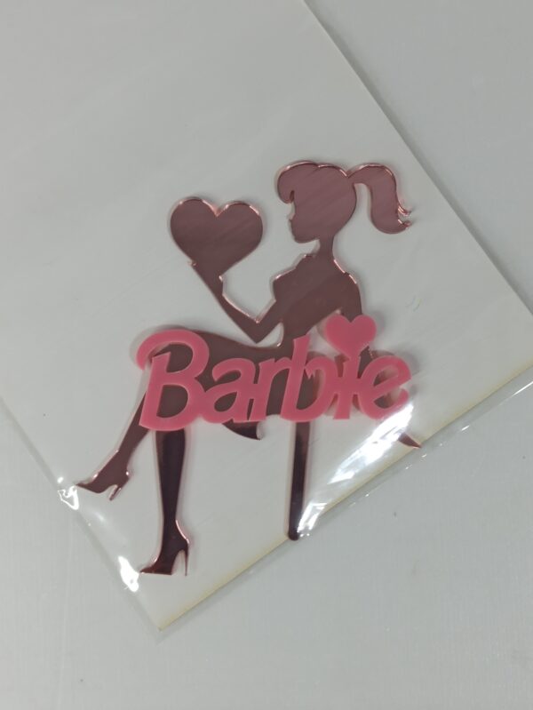 Topo de bolo Barbie Acrilico Esp Rose 2mm 10x12cm