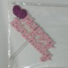 Topo de bolo Happy Birthday em EVA Branco, Rosa e Pink Glitter 15cm x 11cm