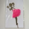 Topo Bolo Boneca + Saia Pink Acrilico 2mm Espelhado Dourado 13cm x 7cm