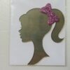 Aplique Boneca 2 Laço EVA em Acrilico 2mm Espelhado Dourado 10cm x 8cm