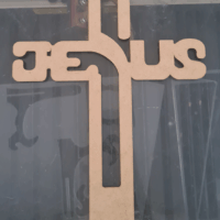 Cruz nome Jesus MDF Crú 3mm Corte Laser