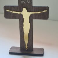 Crussifixo Jesus MDF 6mm Texturizado + Acrilico espelhado 2mm Dourado